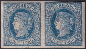 Cuba 1866 Sc 24 MNH** margin pair white horizontal line on right stamp