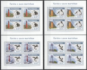 HM1271 2018 MOZAMBIQUE LIGHTHOUSES & WATER BIRDS FAUNA #9394-7 4KB(4SET) MNH