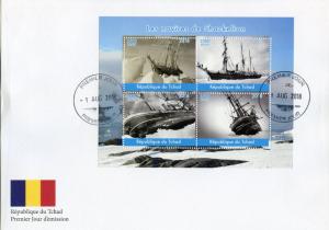 Chad 2018 FDC Shackleton Ships 4v M/S Cover Boats Nautical Exploration Stamps