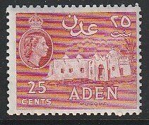 1956 Aden - Sc 51a - MH VF - 1 single - Mosque, deep rose red