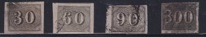 Brazil 1850 #23 - 25, 27 (Partial set of 4) fvf u fvf