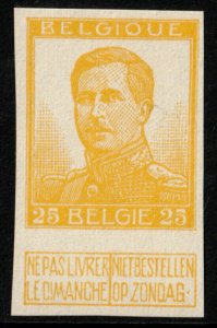 ✔️ BELGIUM 1912 - LEOPOLD IMPERFORATED PROOF YELLOW - Sc. 105/A45 MNGAI [1BE04]