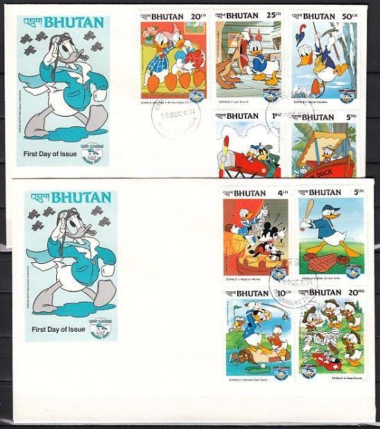 Bhutan, Scott cat. 460-468. Donald Duck as Scout Master. 2 First day covers. ^