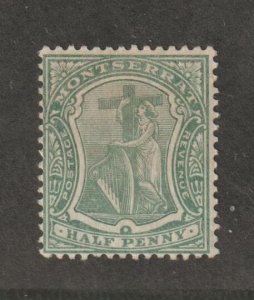 1908 Montserrat Sc #31A - Halfpenny, Symbol of Colony - MH stamp Cv$12.00