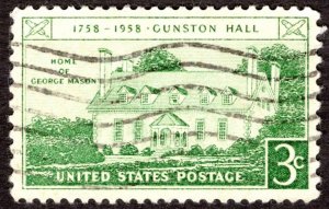 1958, US 3c, Gunston Hall, Virginia, Used, Sc 1108