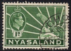 Nyasaland - 1938 KGVI 1d green Used SG 131a