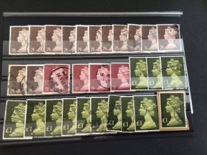 Great Britain Queen Elizabeth vintage high value stamps Ref 60736