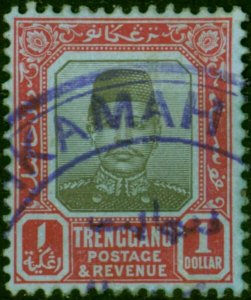 Trengganu 1910 $1 Black & Carmine-Blue SG15 Fine Used