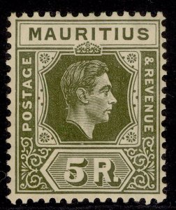 MAURITIUS GVI SG262, 5r olive-green, M MINT. Cat £60. CHALKY