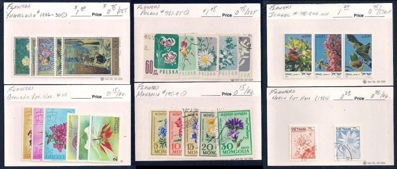 WORLDWIDE Topical Flowers (100) Different Sets Mint & Used