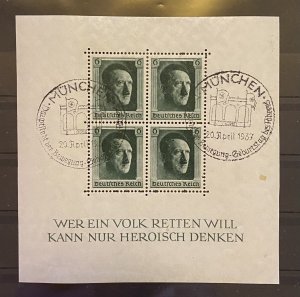 [AG] Germany 1937 Sc #B102 Mi Block 7 *Used* Cut