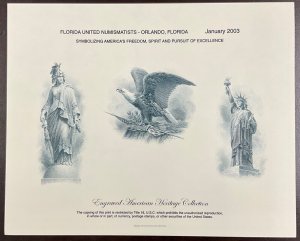 BEP B265 Souvenir Card  Freedom, Eagle & Liberty Vignette Intaglio Print