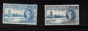 SEYCHELLES  Scott # 149-50 MH - KGVI Peace Issue 1