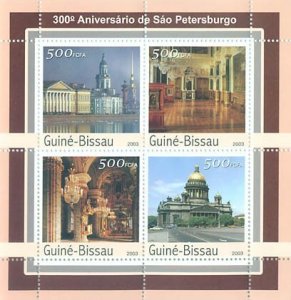 GUINEA BISSAU - 2003 - St. Petersburg - Perf 4v Sheet - Mint Never Hinged
