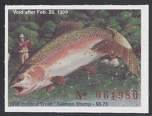 INT-49 $6.75 Trout & Salmon Stamp 1998 Indiana Mint NH