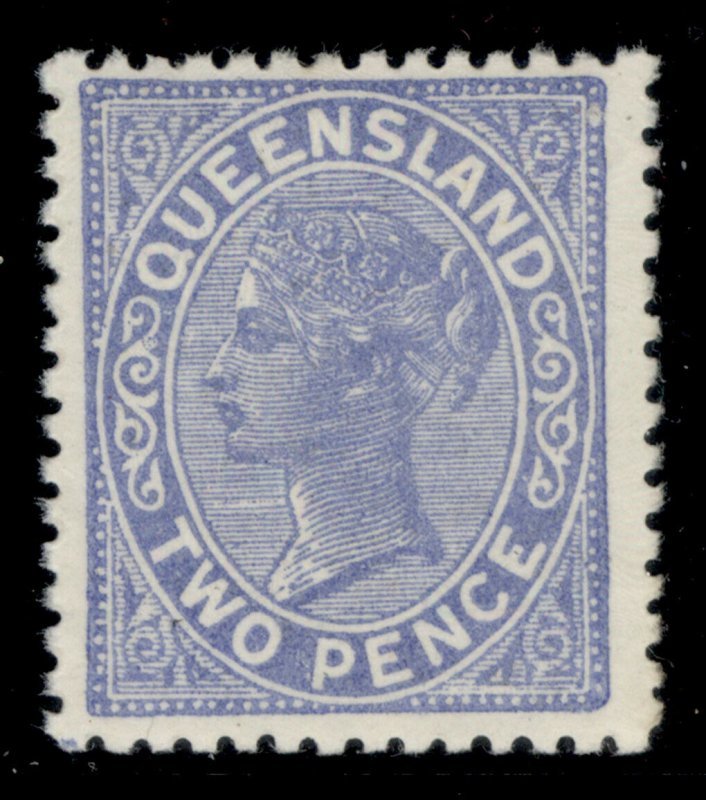 AUSTRALIA - Queensland QV SG204, 2d blue (retouched plate), LH MINT.