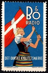 Vintage Denmark Poster Stamp Bang And Olufsen Radio Danish Market Of Quality