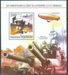 TOGO 2014 100th ANIVERSARY OF START OF WORLD WAR  I JOHN PERSHING   S/S MINT NH