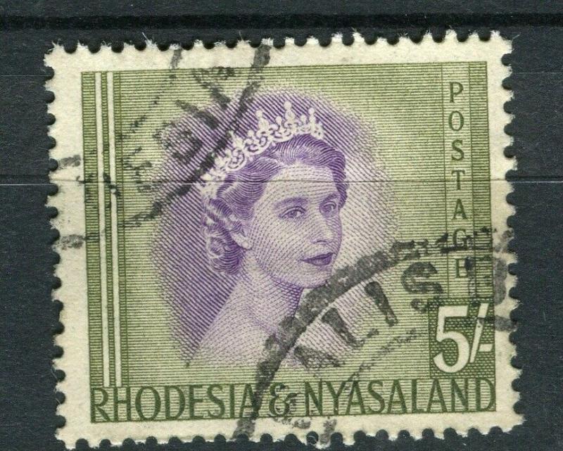 RHODESIA & NYASALAND; 1954 early QEII issue fine used 5s. value