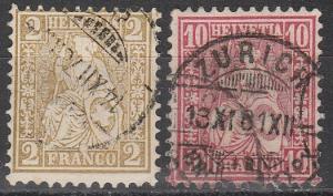 Switzerland #52-3  F-VF Used CV $2.80 (A3334)