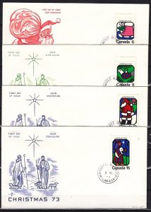 Canada, Scott cat. 625-628. Christmas issue. 4 First day covers. ^