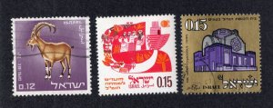 Israel 1967-70 12c Ibex, 15c Noah & 15c Synagogue, Scott 358, 395, 426 used