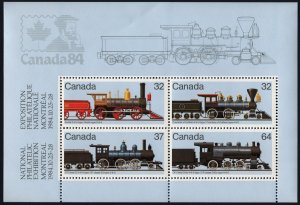 SC#1039a 32¢ Canadian Locomotives: 2nd Series Souvenir Sheet (1984) MNH