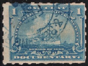 SC#R163p 1¢ Revenue: Documentary: Hyphen Hole Perf 7 (1898) Used