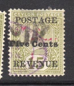 Ceylon 1890 Early Issue Fine Used 5c. Surcharged Optd 230343