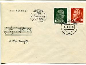 GDR 1956 Mozart   unaddressed FDC  VF