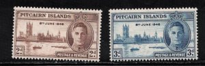 PITCAIRN ISLANDS Scott # 9-10 MH - KGVI Peace Issue 1