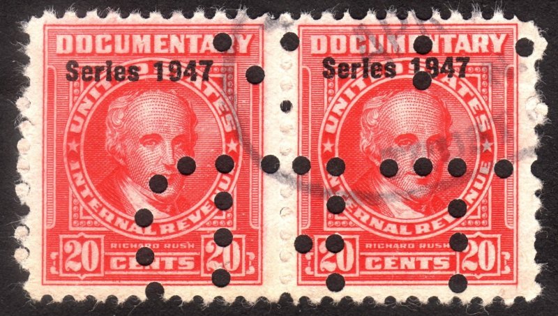 1947, US 20c, Documentary, Used pair, Sc R468