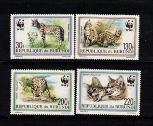 Burundi Sc 681-4 MNH Full SET of 1992 - WWF - ANIMALS