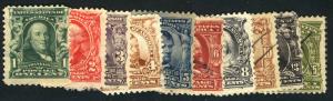 US # 300 - 309 SCV $47. 1c - 15c F/VF used, nice mini set, good colors, SCV $47