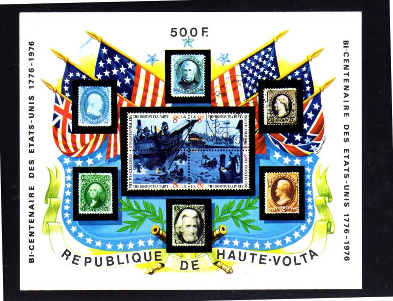 BURKINA FASO #358  1975  AMERICAN BICENTENNIAL  MINT  VF NH  O.G  S/S  d