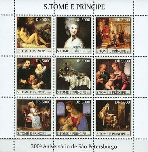 SAO TOME E PRINCIPE 2003 SHEET ANNIVERSARY ST. PETERSBURG ART PAINTINGS st3317