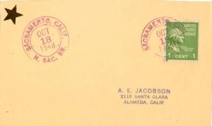 United States California N. Sac. Br. Sacramento 1948 violet double ring  1920...