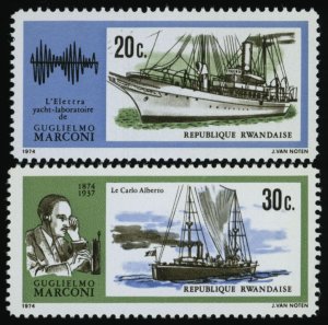 RWANDA Sc 587-88 MNH - 1974 - Guglielmo Marconi, Italian Inventor