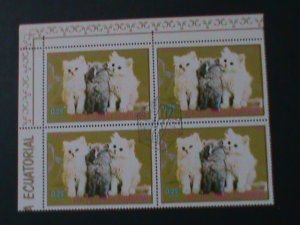 EQUATORIAL GUINEA-BEAUTIFUL LOVELY CATS CTO IMPRINT BLOCK-VF FANCY CANCEL