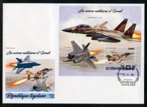 TOGO 2023 THE MILITARY AIRPLANES OF ISRAEL SOUVENIR SHEET FIRST DAY COVER