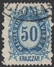 HUNGARY 1874  25k Telegraph stamp, Used VF, Hiscocks #14, Michel T16