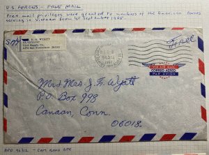 1967 US Air Force In VietNam Army PO Airmail Cover To Canaan CT USA