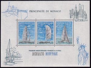 Sc# 1486 Monaco 1985 Monaco - NY Yachting Race S/S miniature sheet MNH $6.00 