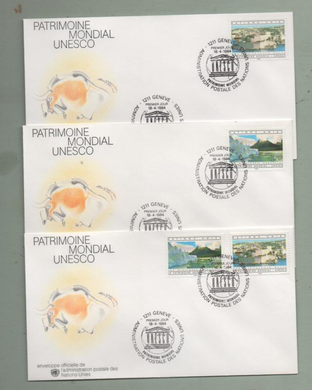 UN Geneva Scott# 121-127  1984 FDC  (10 First Day Covers)