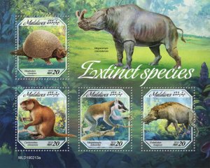 Maldives 2019 MNH Prehistoric Animals Stamps Extinct Species Glyptodon 4v M/S