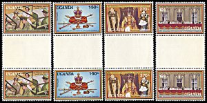 Uganda 215-218, MNH, 25th Anniversary of Queen Elizabeth Coronation gutter pairs