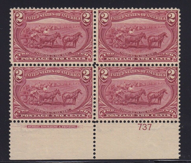 286 VF-XF plate block 4 OG mint never hinged nice cv $ 430 ! see pic !