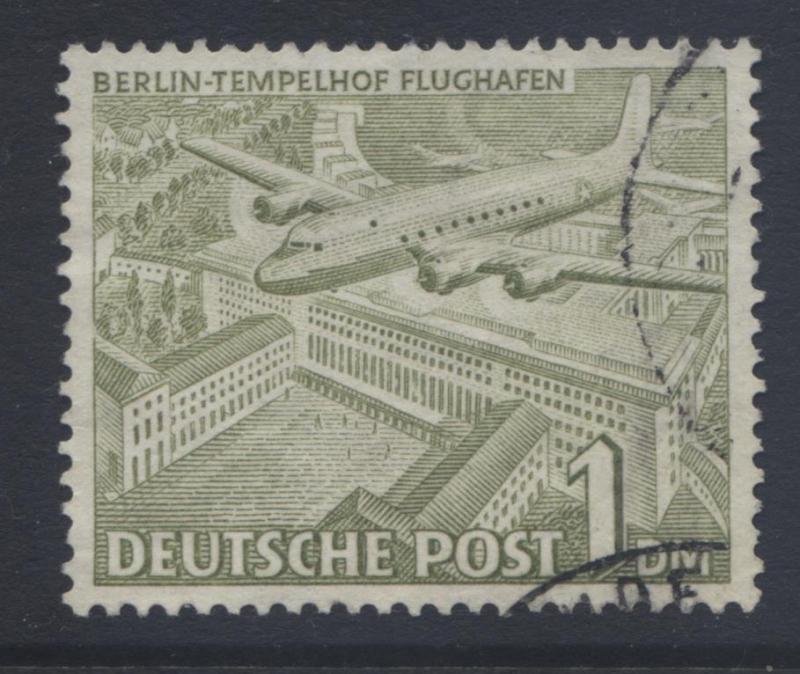 Germany-Occupation- Scott 9N57 -Buildings -1949- VFU -Single 1m Stamp-Lot 1