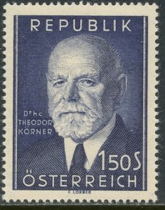 AUSTRIA Sc#588 1953 President Korner Complete OG Mint NH