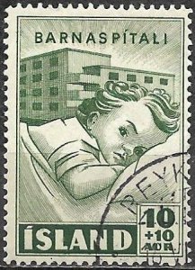 Iceland 1949 Used Semi Postal Stamp Scott #B7 Girl In Hospital 10 + 10 Aurar
